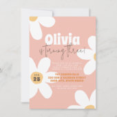 Retro Wild Daisy Boho Groovy Girl Birthday Party Kaart (Voorkant)