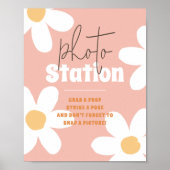 Retro Wild Daisy Boho Groovy Verjaardag Fotobord Poster (Voorkant)