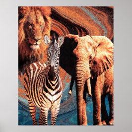 Retro wild dier collage poster