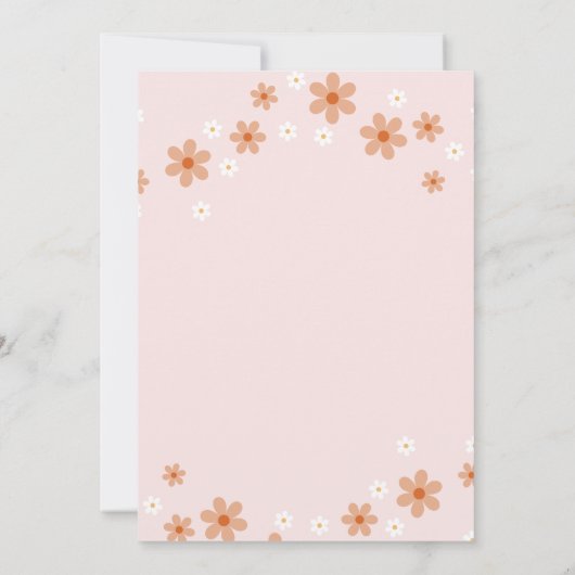 Retro wild een daisy boho eerste verjaardag kaart (Achterkant)