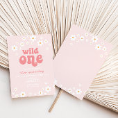 Retro wild één daisy boho floral first jarig kaart