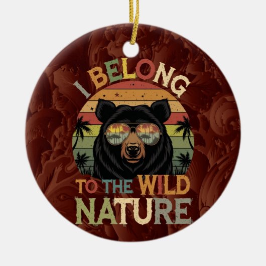 Retro Wild Natuur Beer met zonnebril Keramisch Ornament (Voorkant)