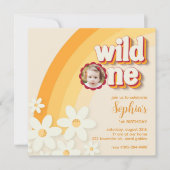 Retro "Wild One" eerste verjaardag foto uitnodigin Kaart (Voorkant)