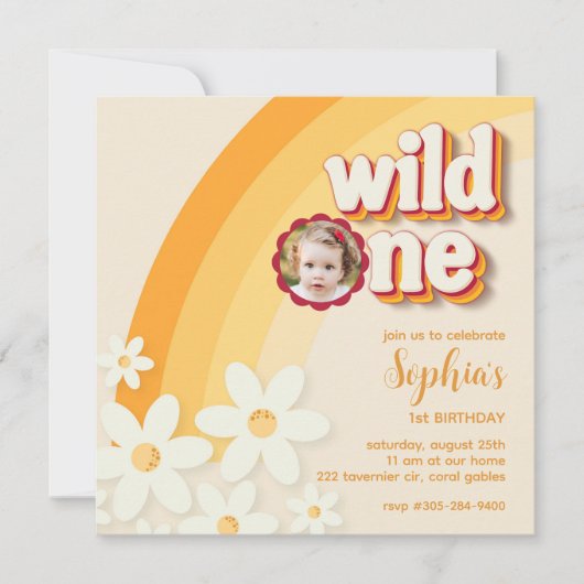 Retro "Wild One" eerste verjaardag foto uitnodigin Kaart (Voorkant)