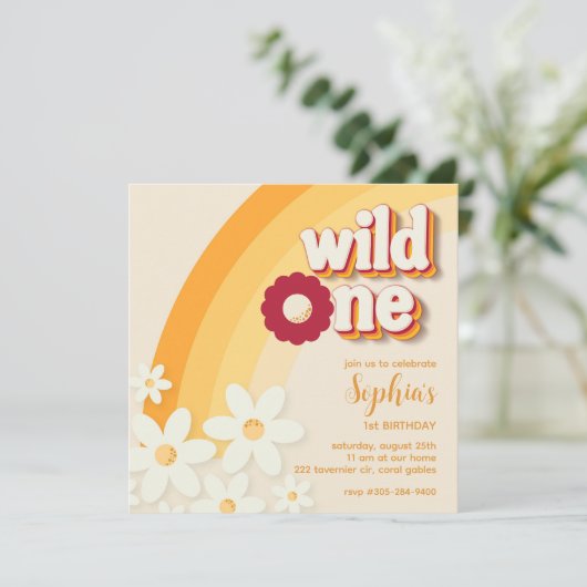 Retro "Wild One" eerste verjaardag uitnodiging | G (Staand voorkant)