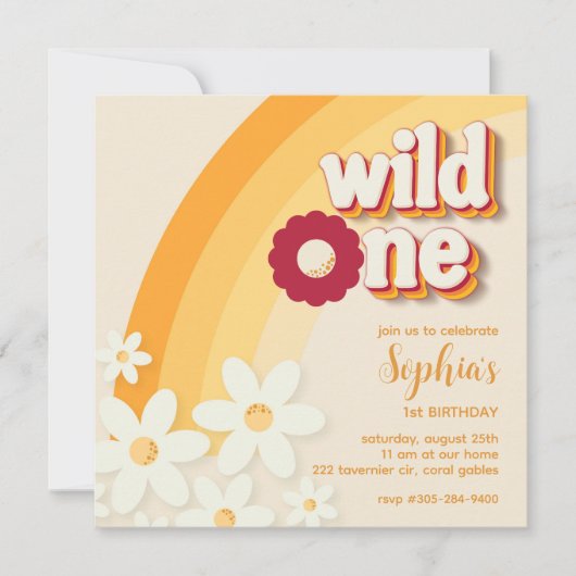 Retro "Wild One" eerste verjaardag uitnodiging | G (Voorkant)