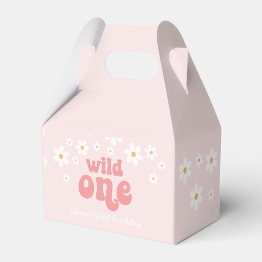 Retro Wild One Roze Madeliefjes Favorietendoosje Bedankdoosjes (Voorkant Zijde)