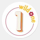 Retro "Wild One" Verjaardag Sticker | Daisy Groovy (Voorkant)