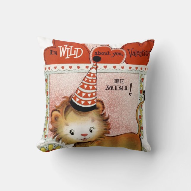 Retro  wild over je Valentijn Kussen (Voorkant)