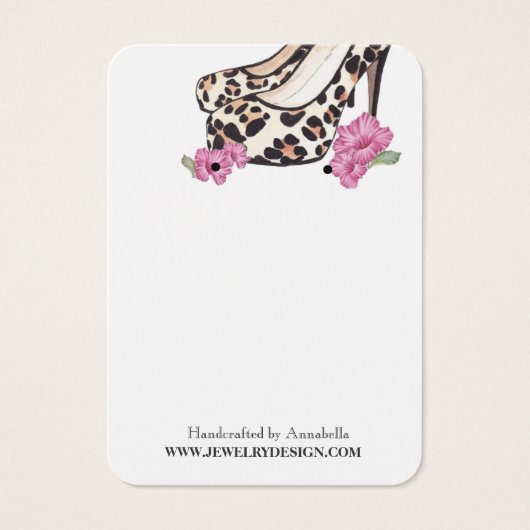 Retro Wild Print Stiletto Hibiscus Oorbel Houder Visitekaartjes (Voorkant)