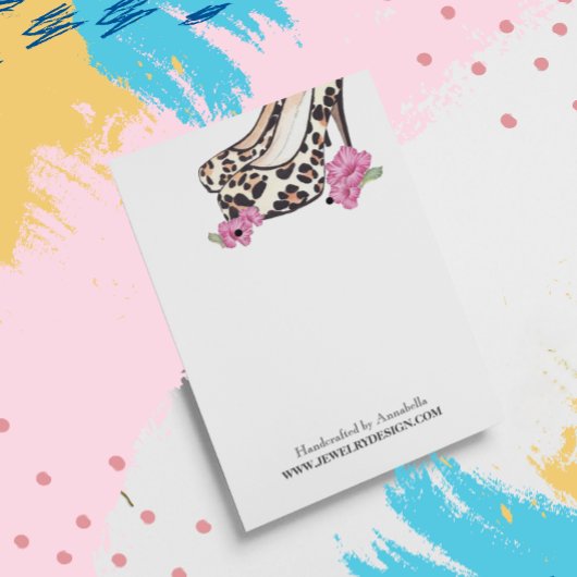 Retro Wild Print Stiletto Hibiscus Oorbel Houder Visitekaartjes