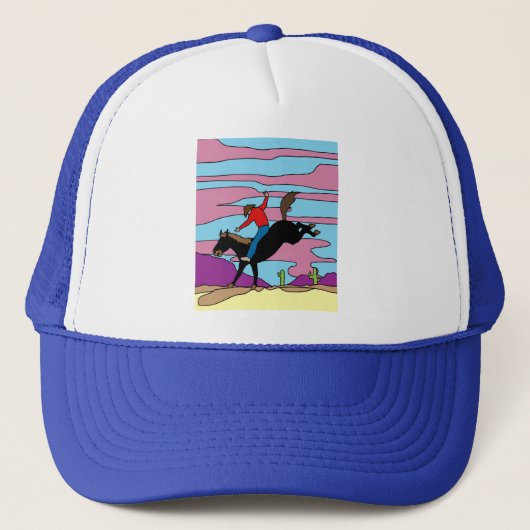 Retro Wild West Cowboys Rodeo Trucker Pet (Voorkant)