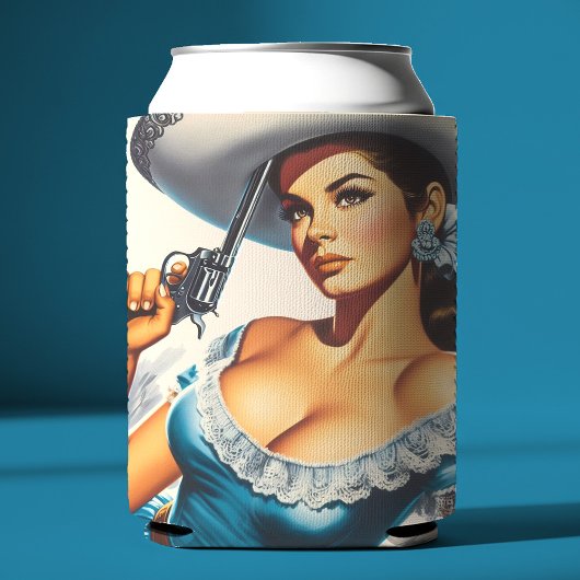 Retro Wild West Pin-up Blikjeskoeler