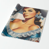 Retro Wild West Pin-up Cadeaupapier (Uitgerold)