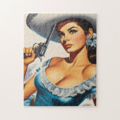 Retro Wild West Pin-up Legpuzzel (Verticaal)