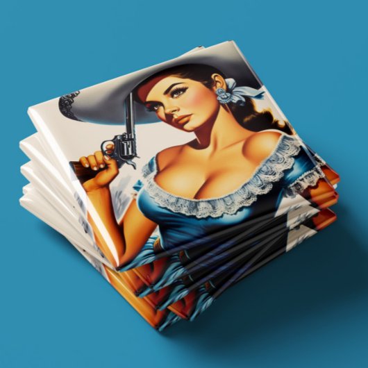 Retro Wild West Pin-up Magneet