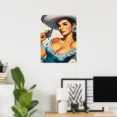 Retro Wild West Pin-up Poster (Thuiskantoor)