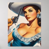 Retro Wild West Pin-up Poster (Voorkant)