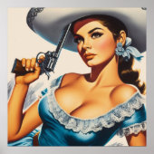 Retro Wild West Pin-up Poster (Voorkant)
