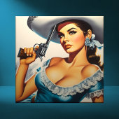 Retro Wild West Pin-up Tegeltje