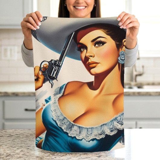Retro Wild West Pin-up Theedoek