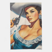 Retro Wild West Pin-up Theedoek (Verticaal)