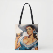 Retro Wild West Pin-up Tote Bag (Voorkant)