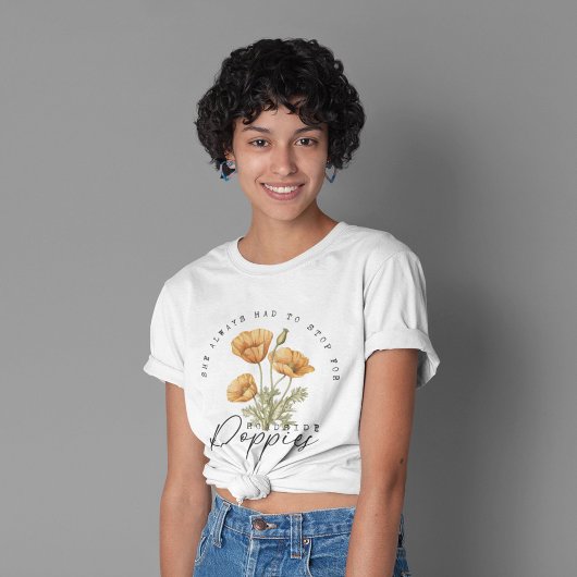 Retro Wildbloemen Gele klaprozen Bloemen T-shirt