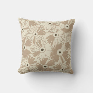 Retro Wilde Bloem & Diamant Grid Omkeerbare Aardse Kussen