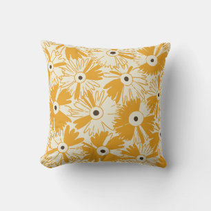 Retro Wilde Bloem & Diamant Grid Omkeerbare Gouden Kussen