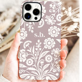Retro Wilde Bloem Dusty Paarse Bloemstuk Initiaal Case-Mate iPhone Case