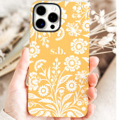 Retro Wilde Bloem Geel Bloemmotief Initiaalmonogra Case-Mate iPhone Case