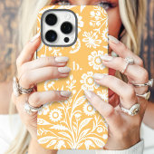 Retro Wilde Bloem Geel Bloemmotief Initiaalmonogra Case-Mate iPhone Case