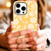 Retro Wilde Bloem Geel Bloemmotief Initiaalmonogra Case-Mate iPhone Case