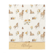 Retro wilde bloem paard- en vlinderpatroon
