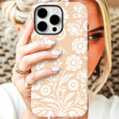 Retro Wilde Bloem Perzik Bloemstuk Initiaal Case-Mate iPhone Case