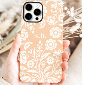 Retro Wilde Bloem Perzik Bloemstuk Initiaal Case-Mate iPhone Case
