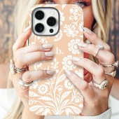 Retro Wilde Bloem Perzik Bloemstuk Initiaal Case-Mate iPhone Case