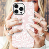 Retro Wilde Bloem Roze Bloemstuk Initiaal Case-Mate iPhone Case