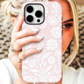 Retro Wilde Bloem Roze Bloemstuk Initiaal Case-Mate iPhone Case