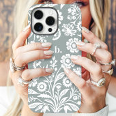 Retro Wilde Bloem Salie Groene Bloemige Monogram Case-Mate iPhone Case