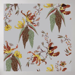 Retro wilde bloem  stemming, botanische planten poster