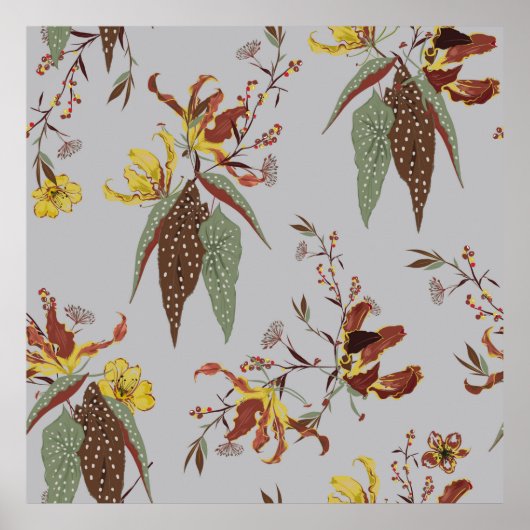 Retro wilde bloem stemming, botanische planten poster (Voorkant)