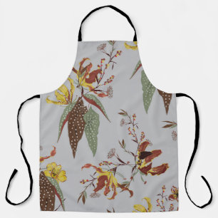 Retro wilde bloem stemming, botanische planten schort
