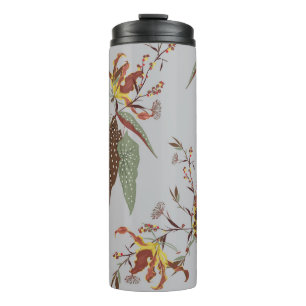 Retro wilde bloem stemming, botanische planten thermosbeker