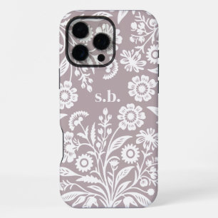 Retro Wilde Bloem Stof Paarse Bloemige Monogram iPhone 16 Pro Max Hoesje