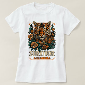 Retro wilde bloem tijger leukemie overlevende t-shirt