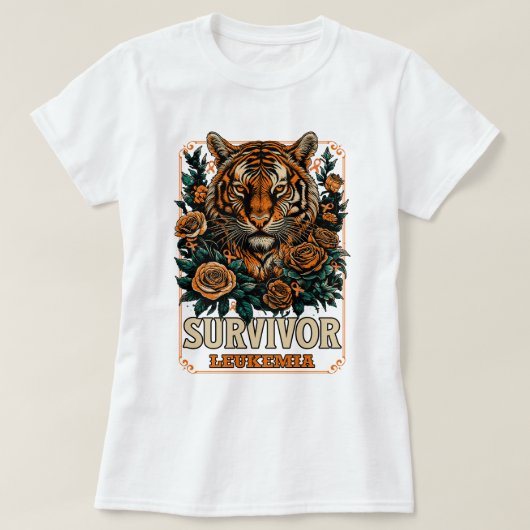 Retro wilde bloem tijger leukemie overlevende t-shirt (Design voorkant)