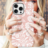 Retro Wilde Bloem Zachte Koraal Bloem Initialen Case-Mate iPhone Case