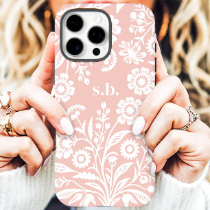 Retro Wilde Bloem Zachte Koraal Bloemenkleuren Ini iPhone 16 Pro Max Hoesje